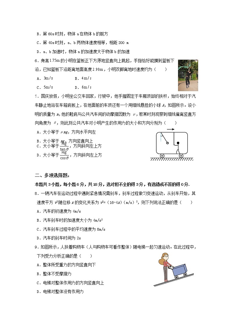 2021-2022学年广东省高一上学期期末教学质量监测物理试卷第2页