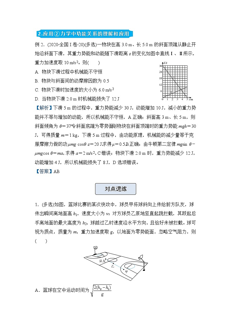 【原创】（新高考）2022届高三物理精准提升专练9 功能关系、机械能守恒定律及其应用 教师版第2页