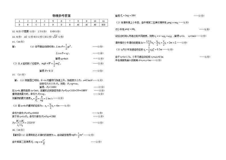 2022汕头高三下学期第一次模拟考试物理含答案第1页