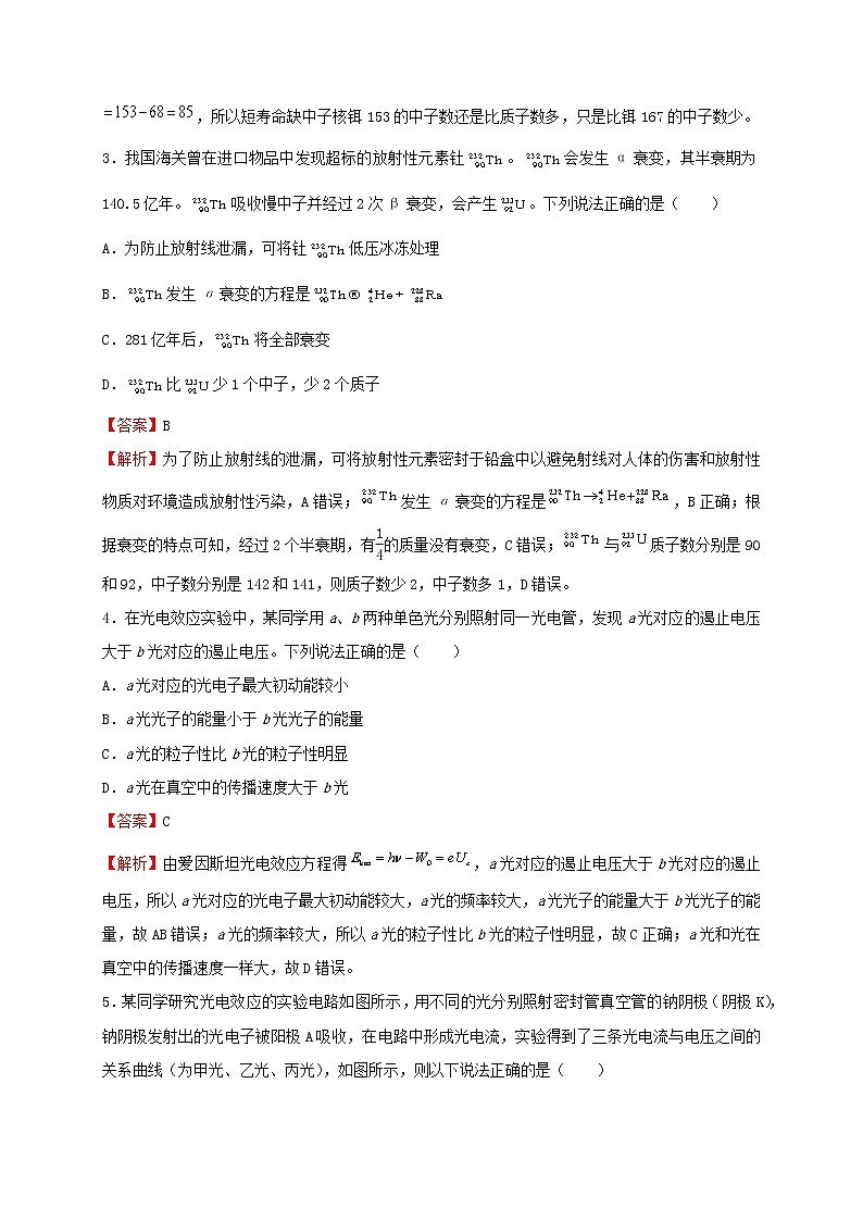 2022届高考物理二轮专题复习15原子物理02