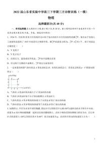 2022届山东省实验中学高三下学期三月诊断训练（一模） 物理试题 PDF版