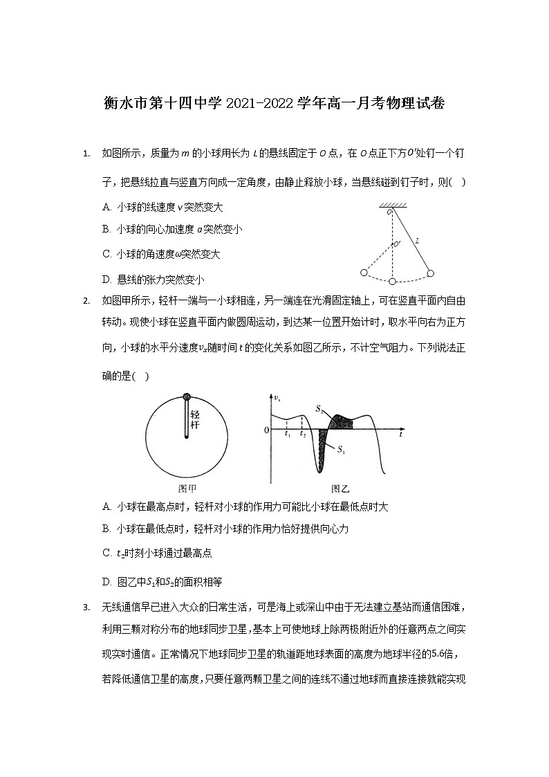 2021-2022学年河北省衡水市第十四中学高一月考物理试卷01