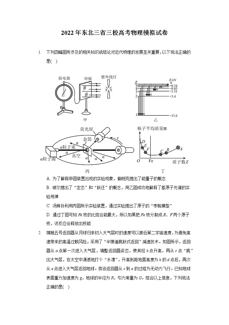 2022年东北三省三校高考物理模拟试卷（含答案）第1页