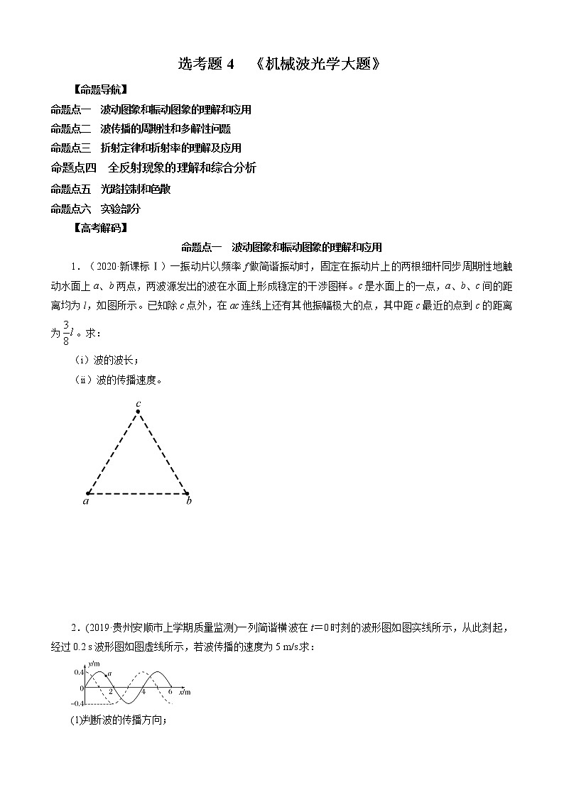 选考题4 机械波光学大题-解码高考2021物理一轮复习题型突破（原卷版）第1页