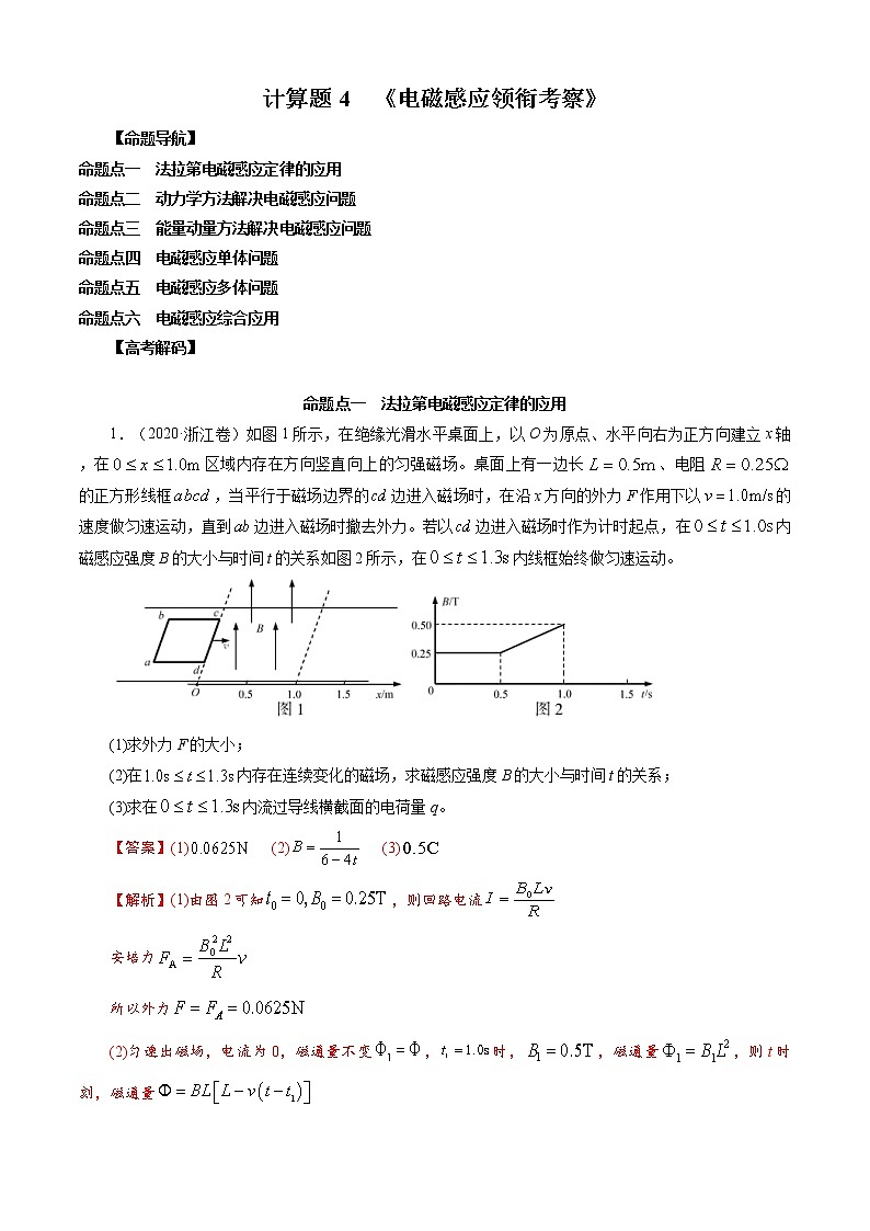 计算题4 《电磁感应领衔考察》-解码高考2021物理一轮复习题型突破（解析版）第1页