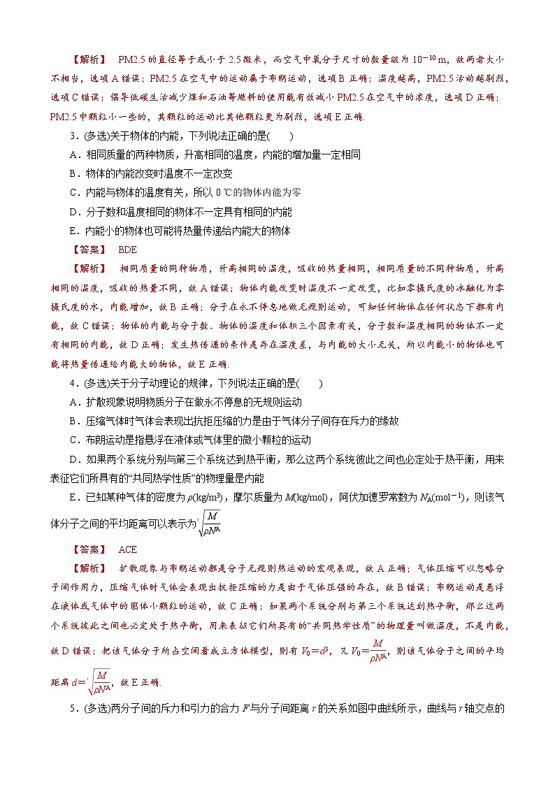 选考题1 热学选填-解码高考2021物理一轮复习题型突破（解析版）第2页