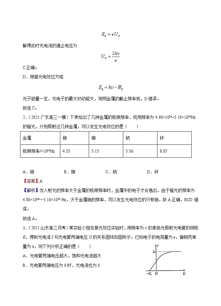 新教材 高中物理选择性必修三  4.2 光电效应  课件+教案+练习(含答案)02