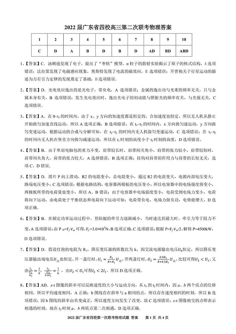 第二次四校联考物理答案第1页