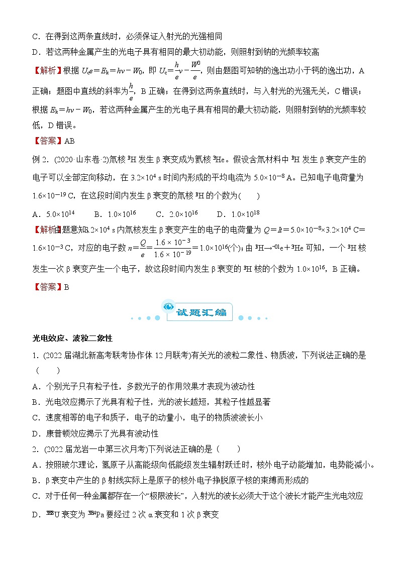 2022届优质校一模试卷专题汇编16 原子物理 解析版第3页