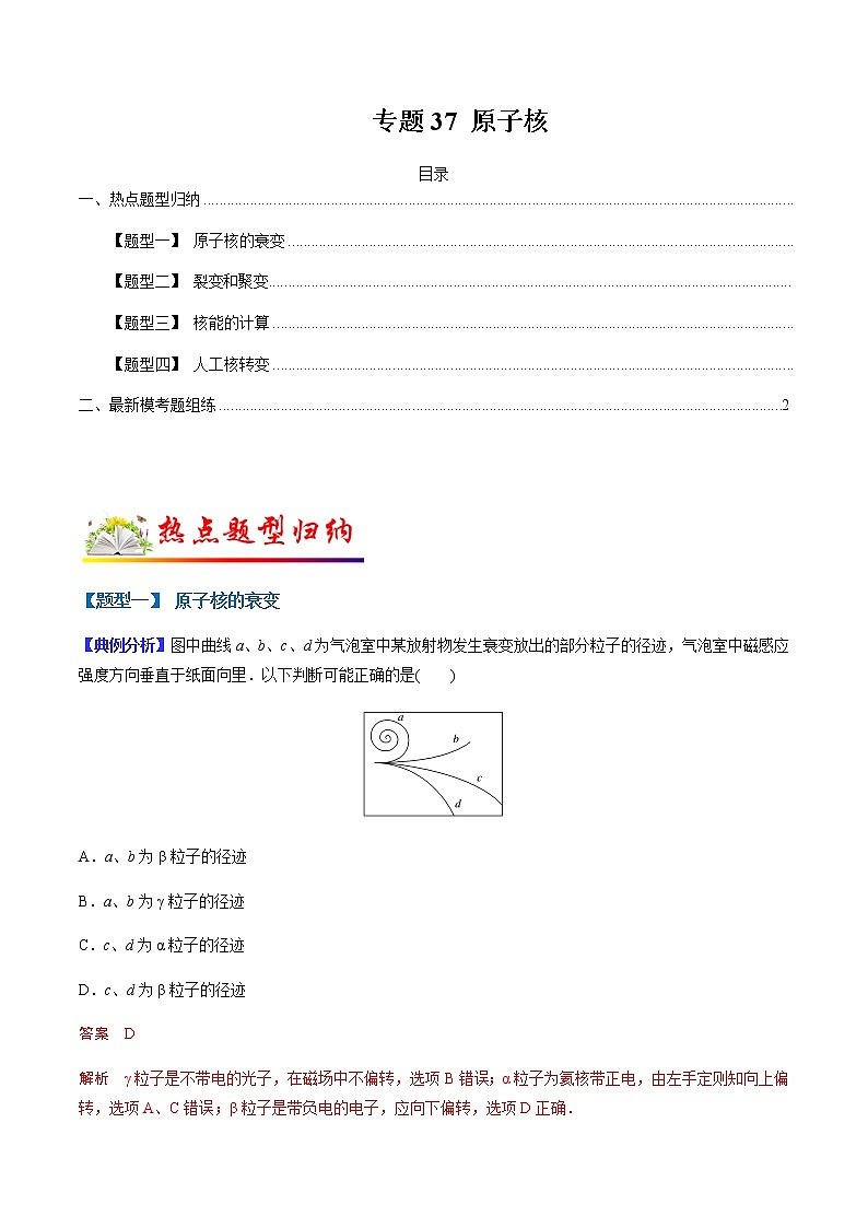 （全国通用）高考物理二轮热点题型归纳与变式演练 专题37 原子核（解析+原卷）学案01