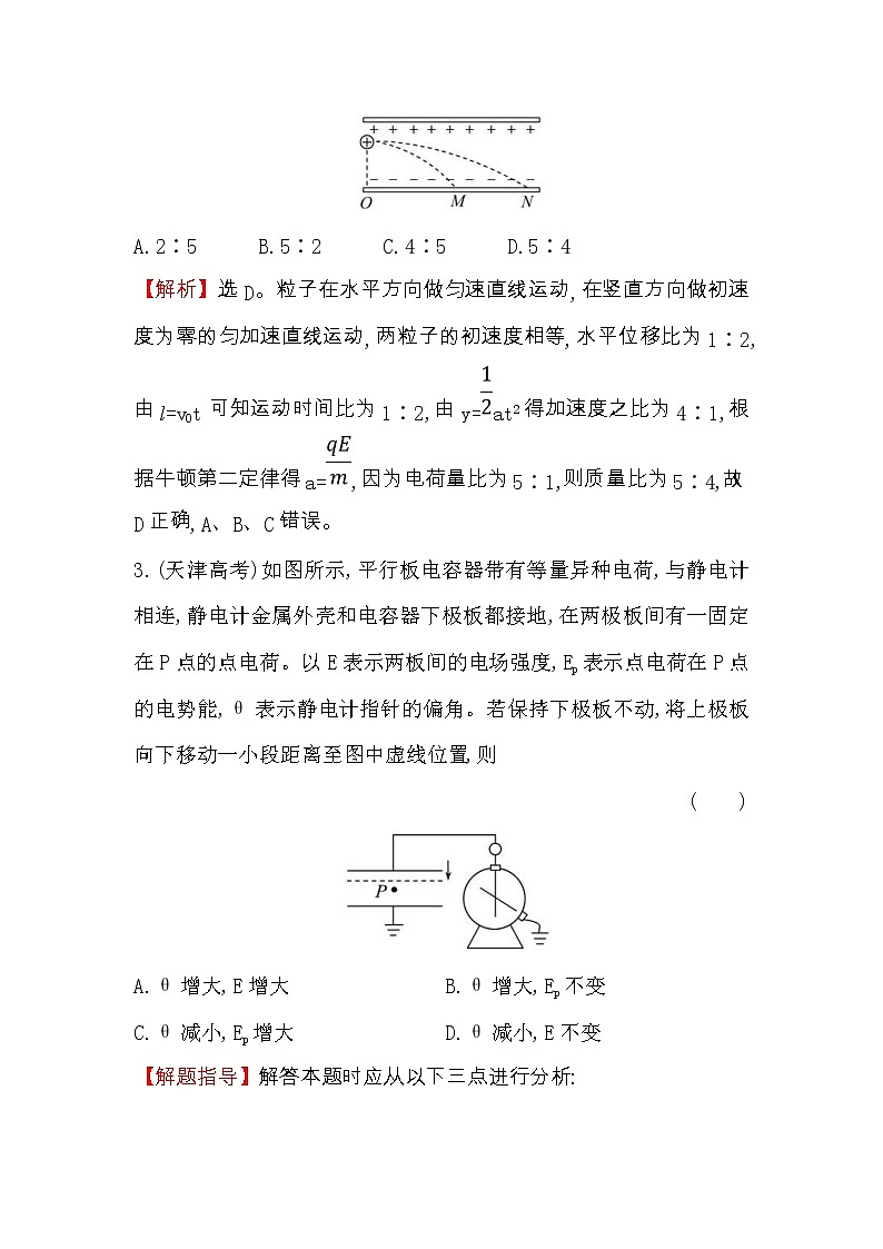 高考物理一轮复习高效演练创新题7.3《电容器与电容带电粒子在电场中的运动》(含答案详解)02