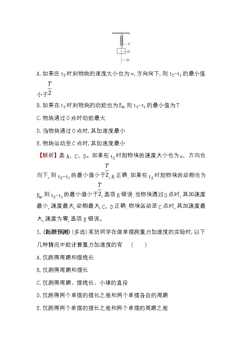 高考物理一轮复习高效演练创新题选修3-4 1.1《机械振动》(含答案详解)第2页