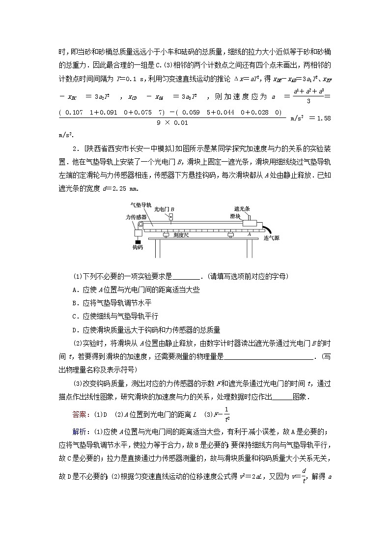 高考物理一轮复习课时练10《实验：验证牛顿第二定律》(含解析)第2页