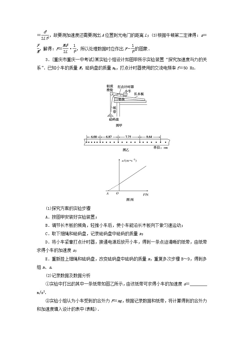 高考物理一轮复习课时练10《实验：验证牛顿第二定律》(含解析)第3页