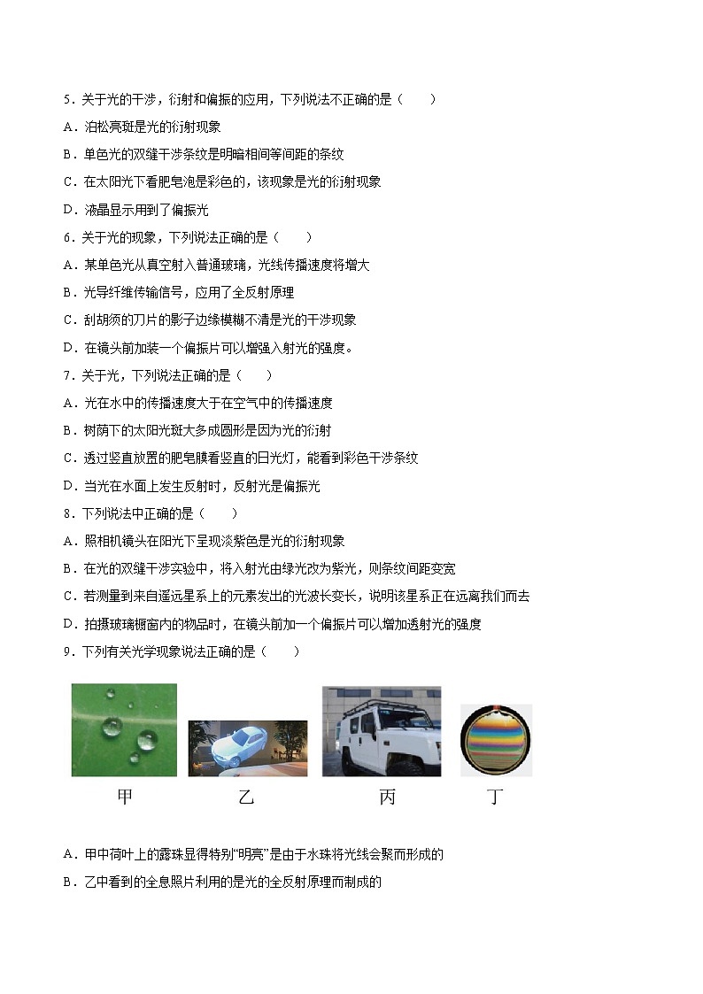 4.6光的偏振与立体电影同步练习2021—2022学年高中物理沪教版（2019）选择性必修第一册02