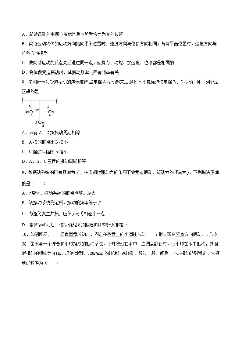 2.5受迫振动与共振同步练习2021—2022学年高中物理沪教版（2019）选择性必修第一册03