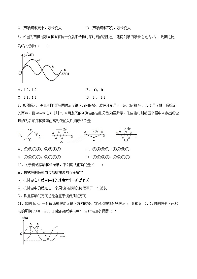 3.2机械波的描述同步练习2021—2022学年高中物理沪教版（2019）选择性必修第一册第3页
