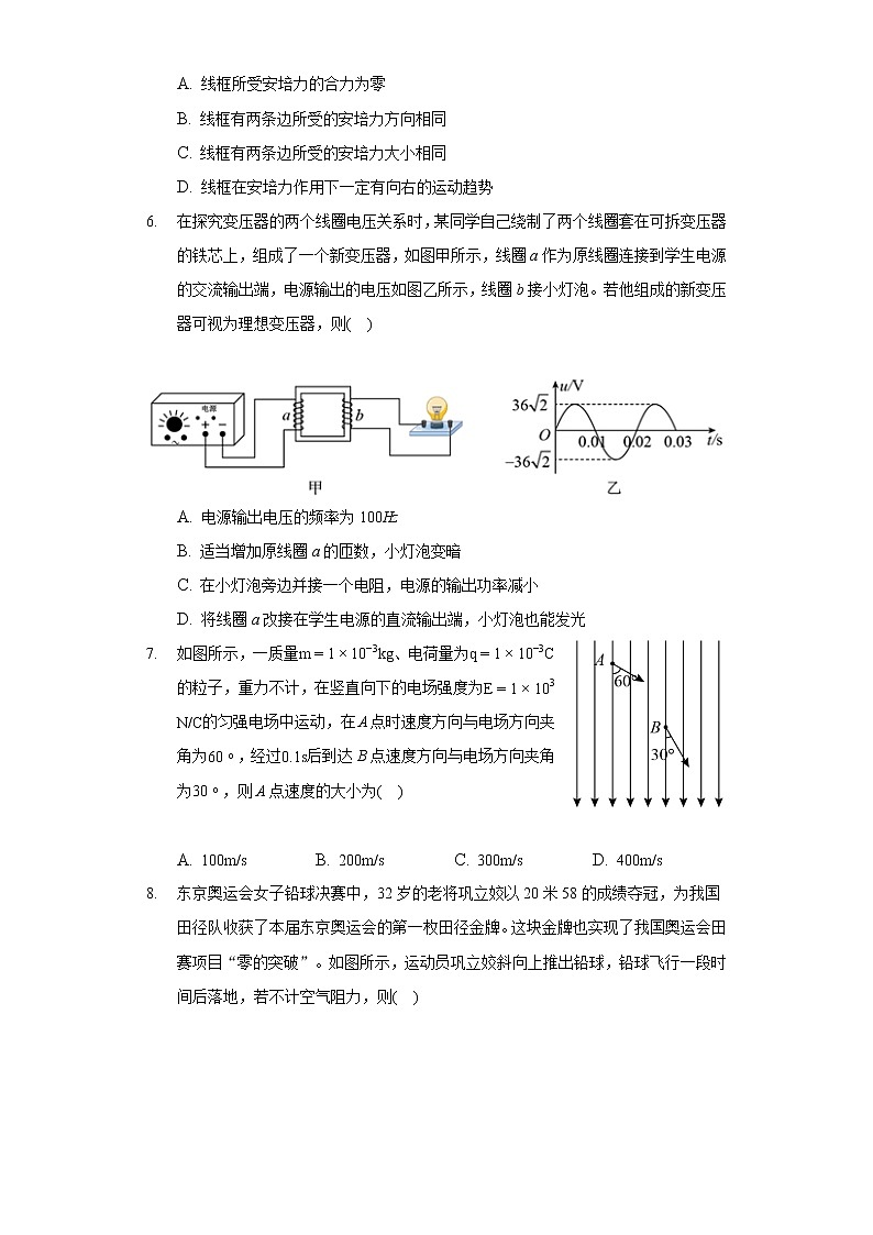 2021-2022学年广东省广州市天河区高三（下）综合测试物理试卷（二）02