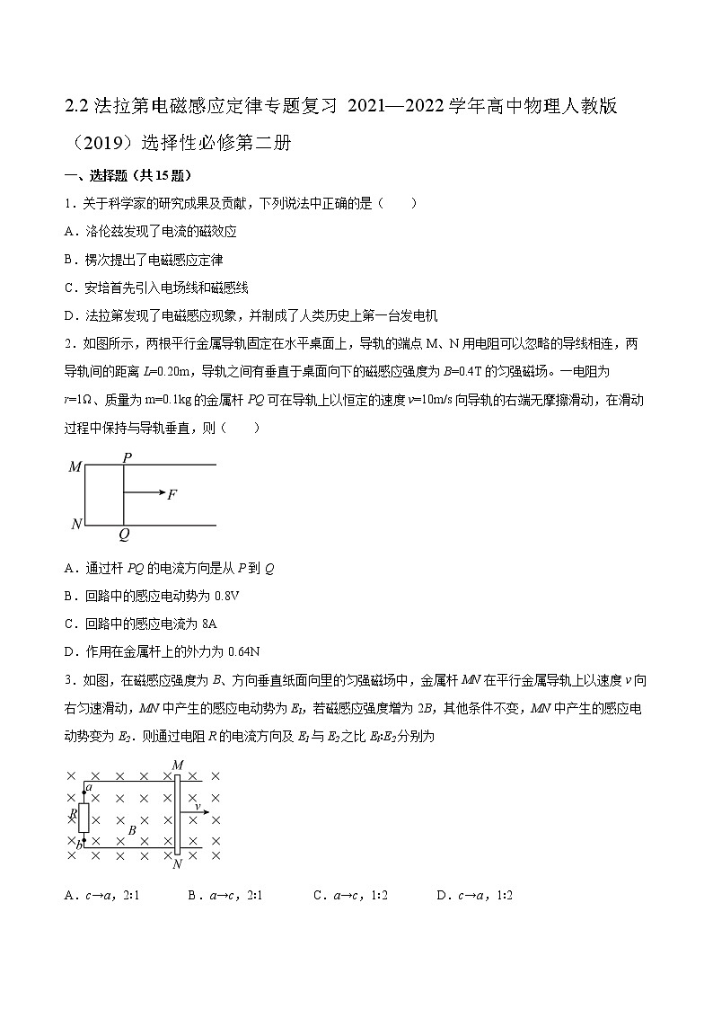 2.2法拉第电磁感应定律专题复习2021—2022学年高中物理人教版（2019）选择性必修第二册第1页