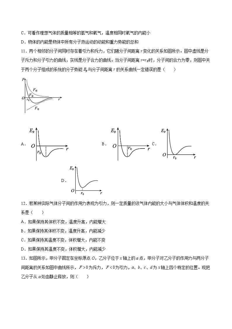 1.4分子动能和分子势能同步练习2021—2022学年高中物理人教版（2019）选择性必修第三册第3页