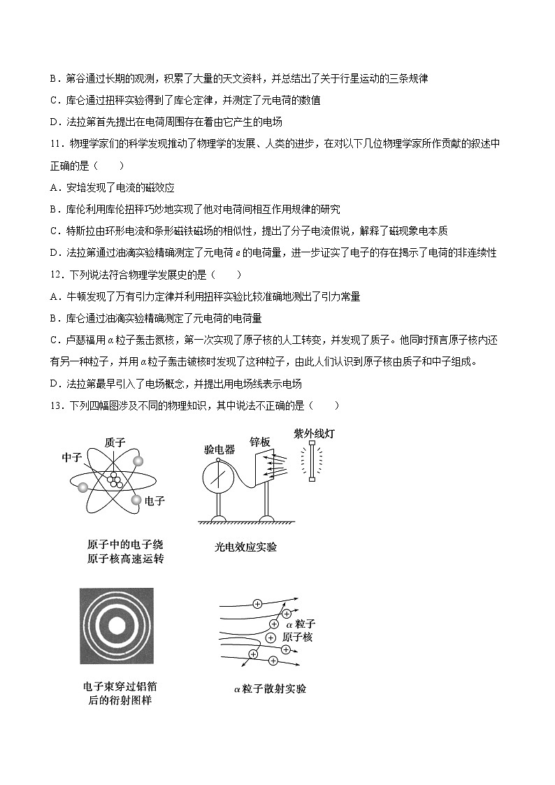 4.1电子的发现与汤姆孙原子模型同步练习2021—2022学年高中物理鲁科版（2019）选择性必修第三册03