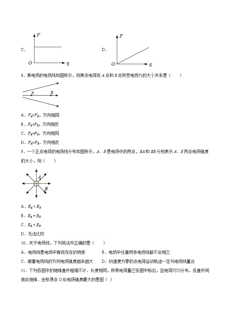 1.3电场 电场强度同步练习2021—2022学年高中物理粤教版（2019）必修第三册03