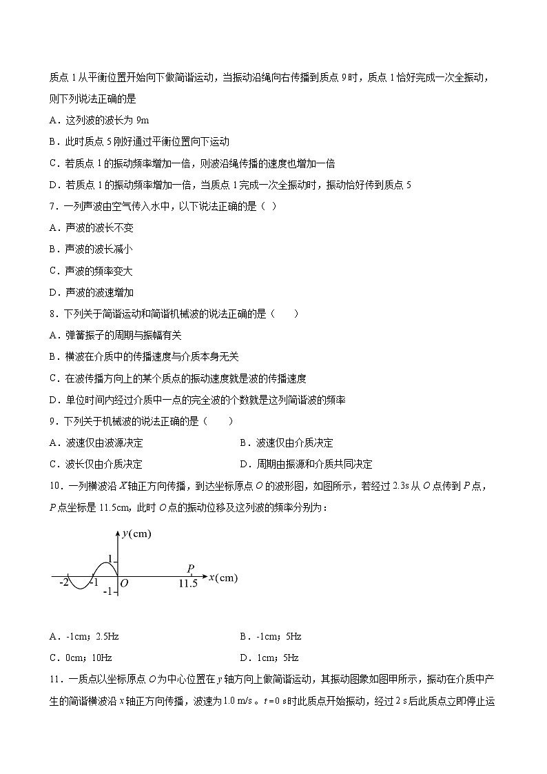 3.2机械波的描述同步练习2021—2022学年高中物理粤教版（2019）选择性必修第一册第2页