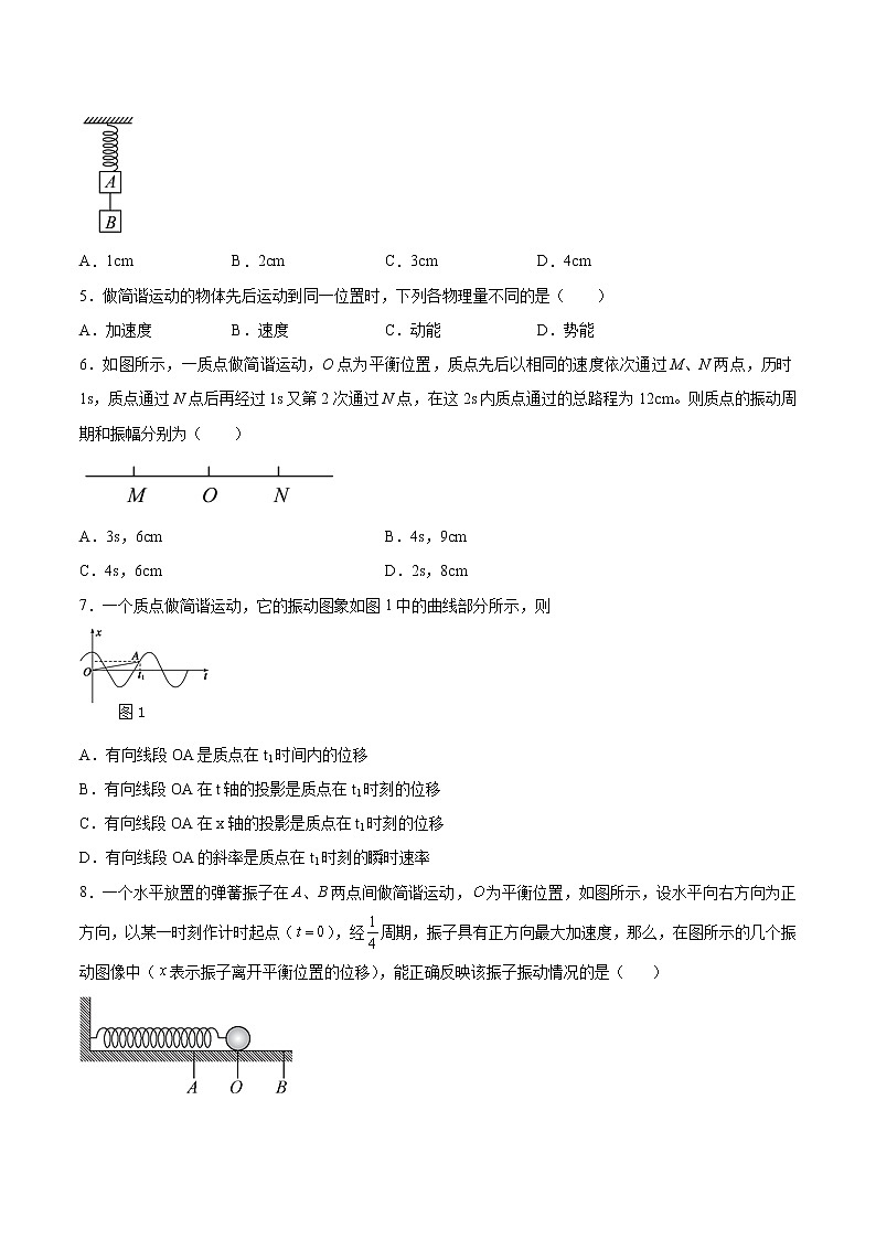2.1简谐运动及其图像同步练习2021—2022学年高中物理教科版（2019）选择性必修第一册第2页
