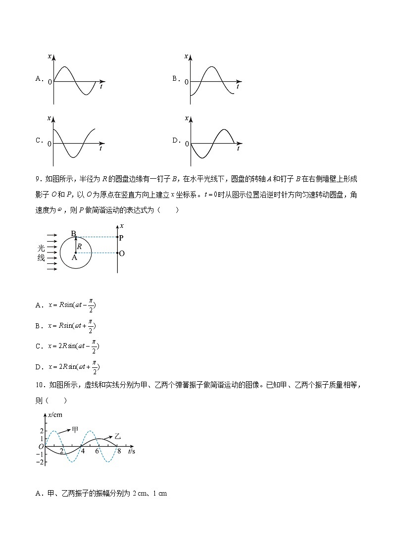 2.1简谐运动及其图像同步练习2021—2022学年高中物理教科版（2019）选择性必修第一册第3页