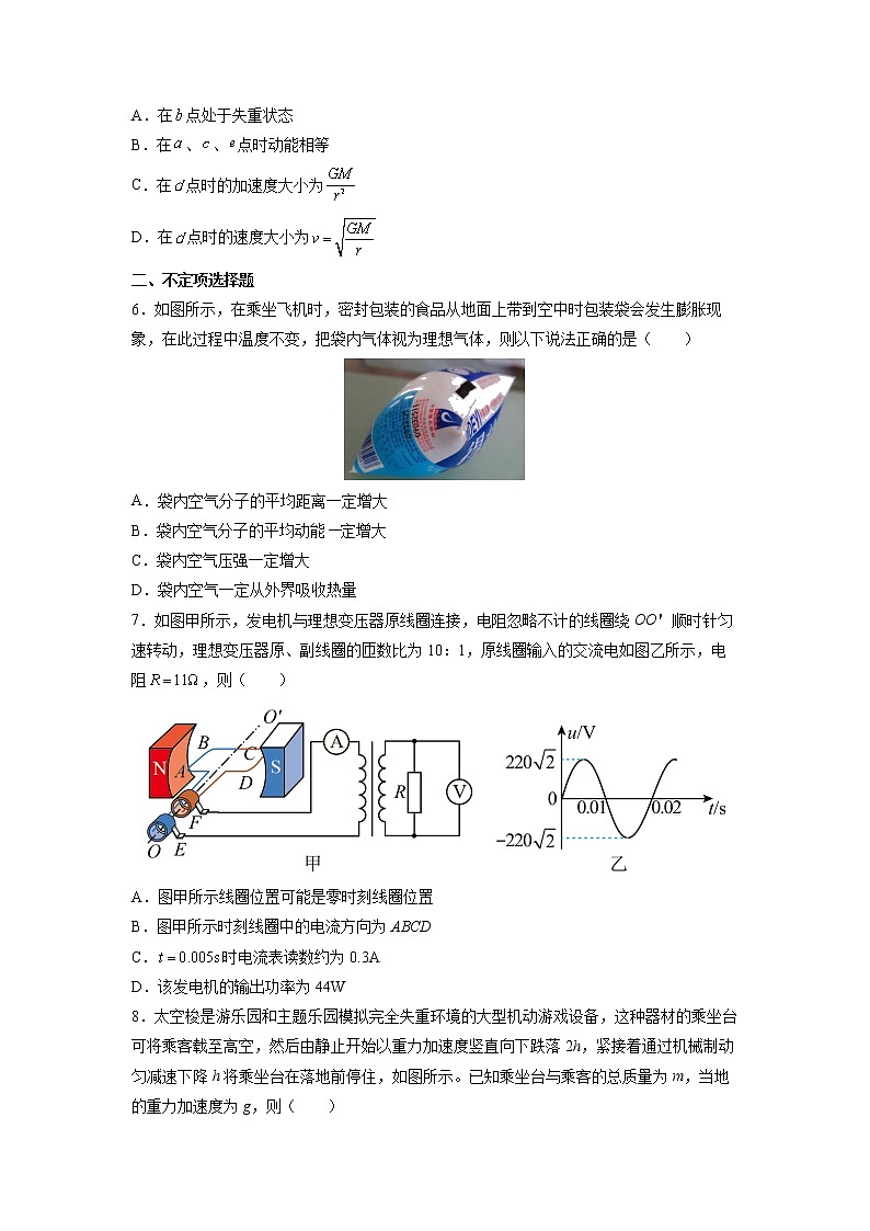 2021-2022学年天津市普通高中学业水平等级性考试物理模拟试题（六） （Word版）第3页