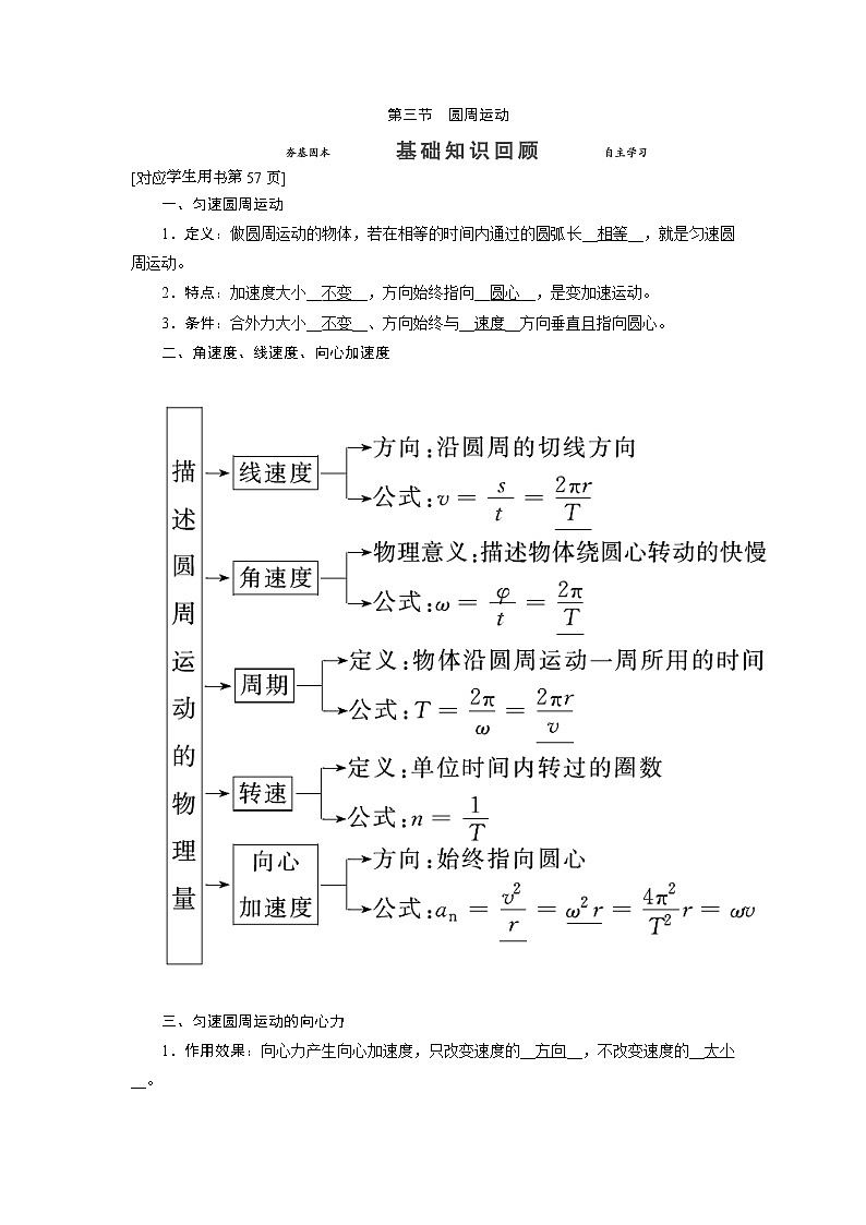 第四章 第三节 圆周运动- 高考物理【导学教程】新编大一轮总复习（word）人教版学案01