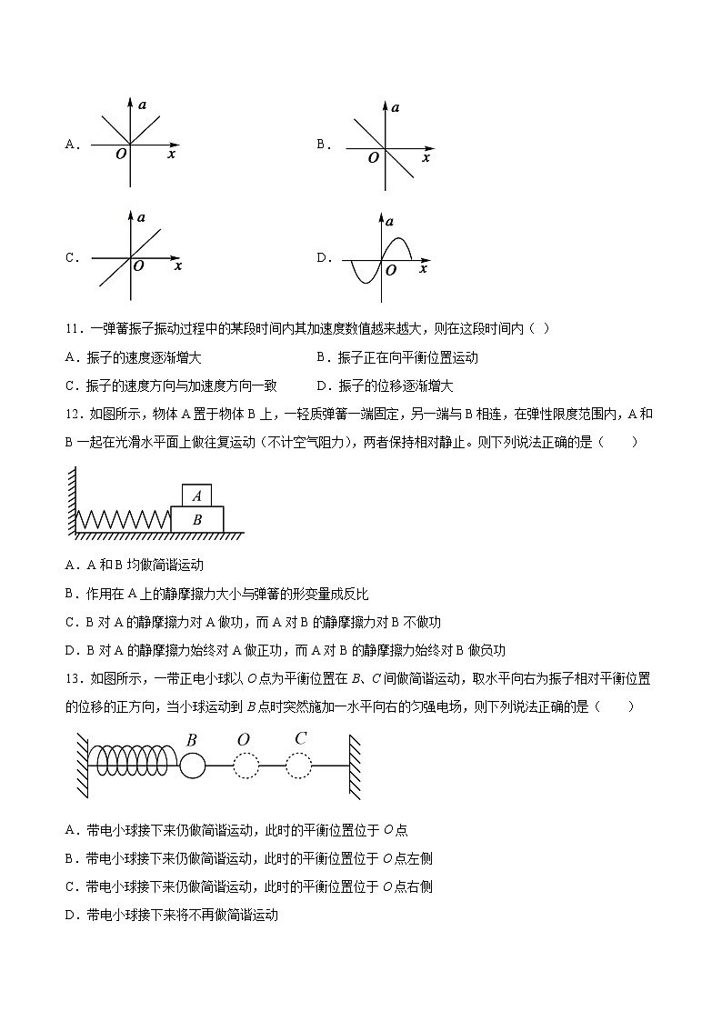 2.1简谐运动基础巩固2021—2022学年高中物理鲁科版（2019）选择性必修第一册练习题03