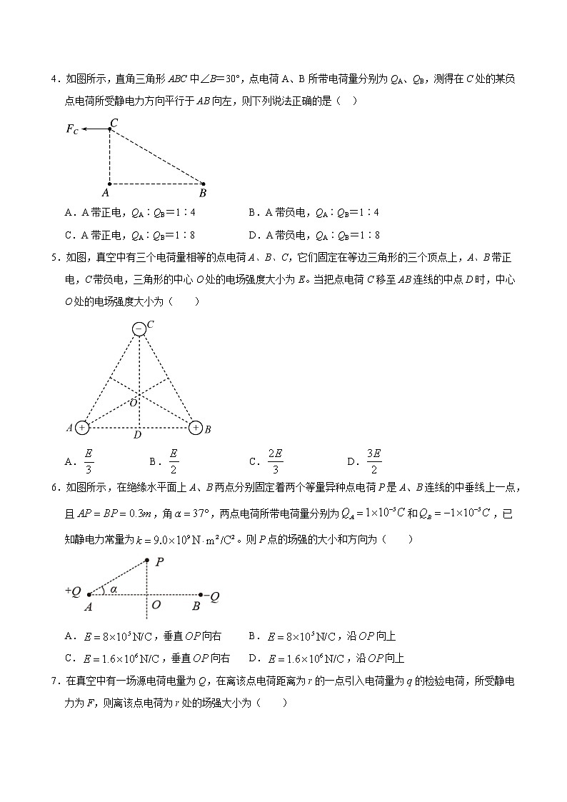 重难点12电场力的性质（原卷版）- 学霸向前冲高考物理二轮重难点必刷第2页