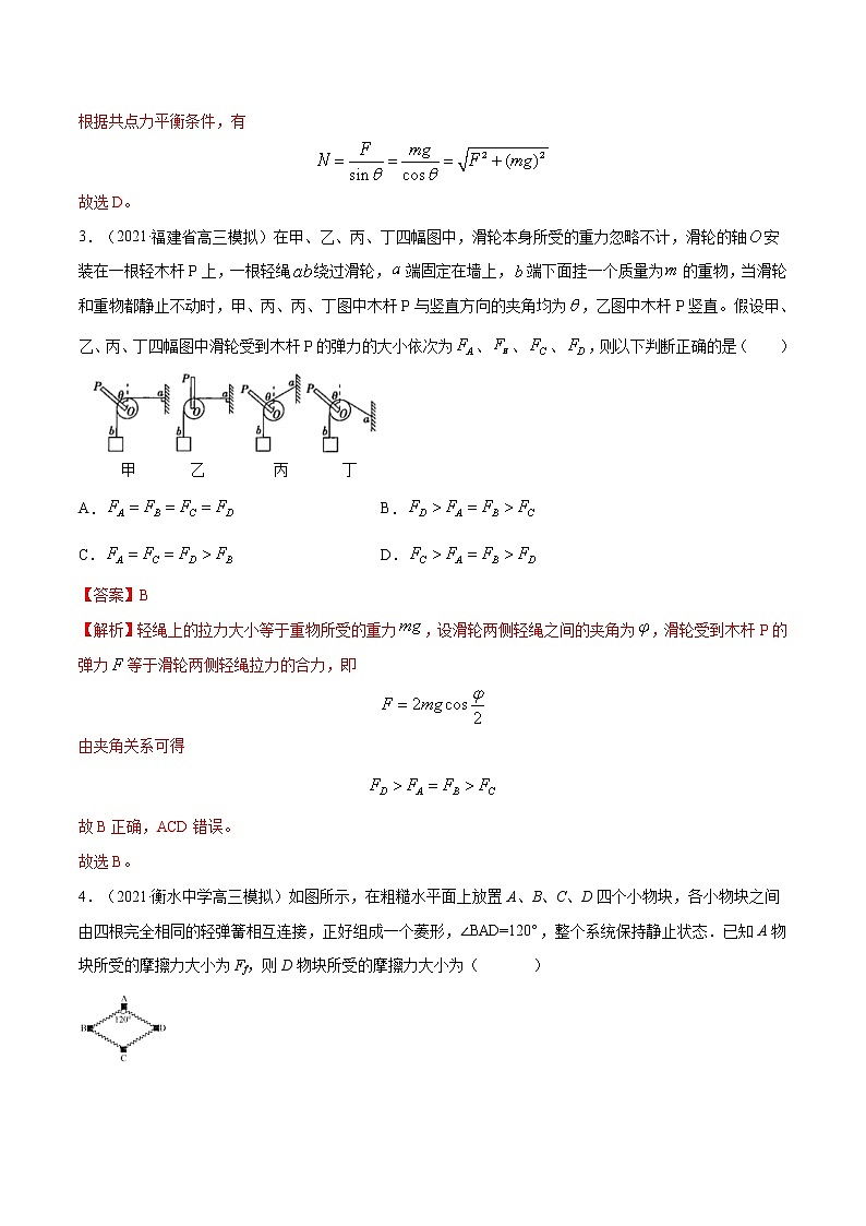专题1 物体的静态平衡问题  高考物理必刷题专项训练（解析版）第2页