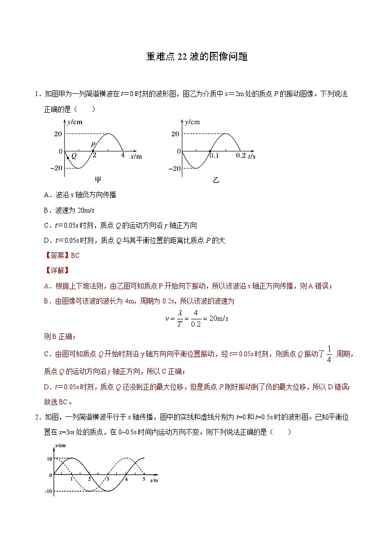 重难点22波的图像问题（解析版）- 学霸向前冲高考物理二轮重难点必刷第1页