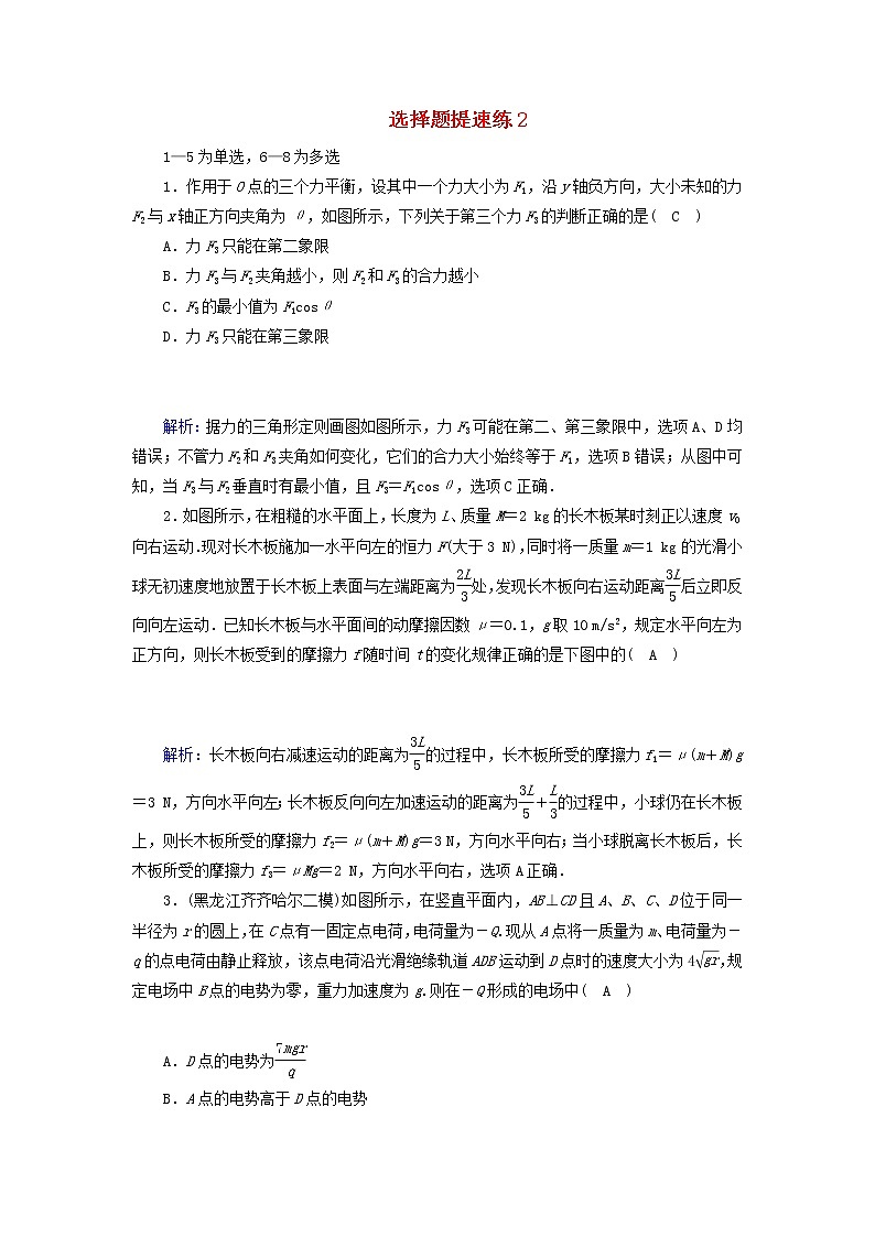 高考物理二轮专项复习选择题提速练02 (含详解)第1页