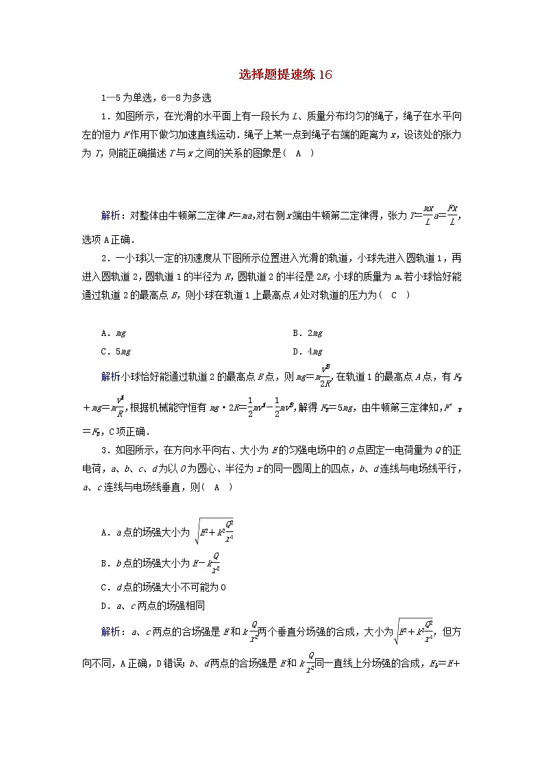 高考物理二轮专项复习选择题提速练16 (含详解)第1页