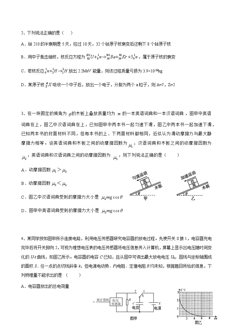 2022年全国高考物理考前冲刺押题卷（一）（原卷版）第2页