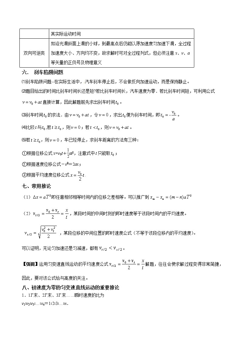 专题1.2 匀变速直线运动规律的应用-2021年高考物理一轮复习考点扫描学案03