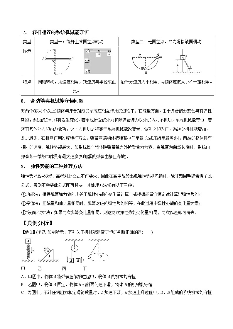 专题6.4 机械能守恒定律的理解及应用-2021年高考物理一轮复习考点扫描学案03
