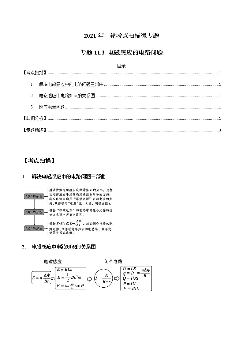 专题11.3 电磁感应的电路问题-2021年高考物理一轮复习考点扫描学案01