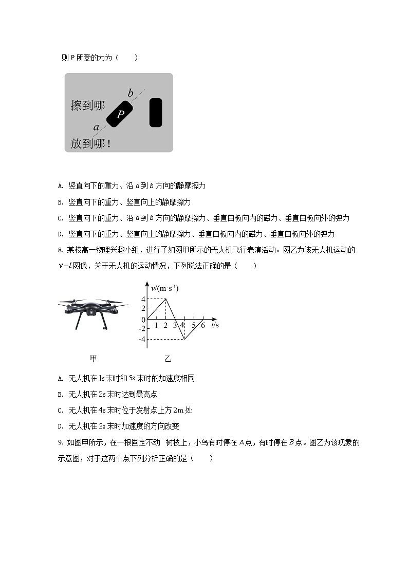 2022杭州七县高一上学期期末学业水平测试物理试题含答案第3页