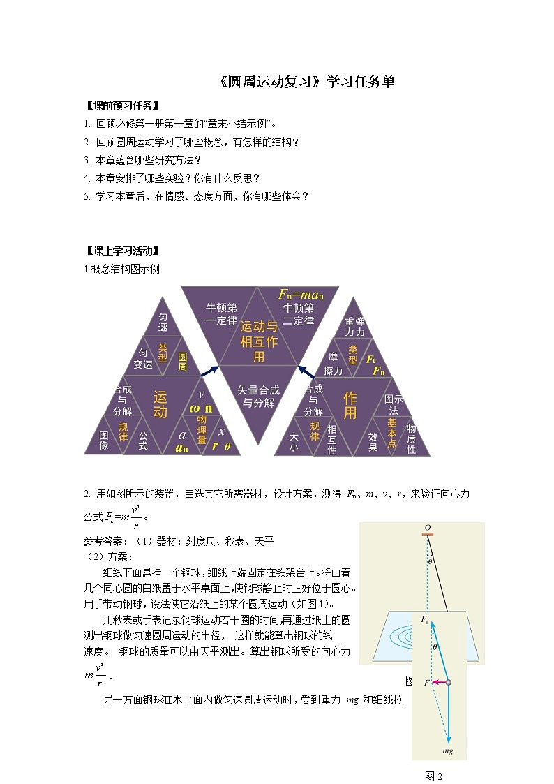 高一物理(人教版)-圆周运动复习-3学习任务单第1页