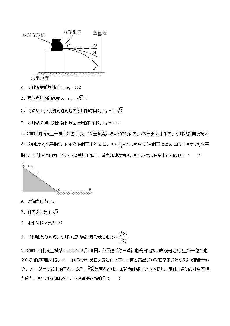 专题04  曲线运动-2021年新高考物理模拟题分项汇编02