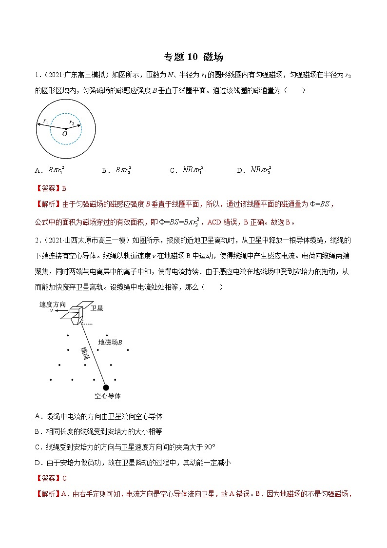 专题10  磁场-2021年新高考物理模拟题分项汇编01