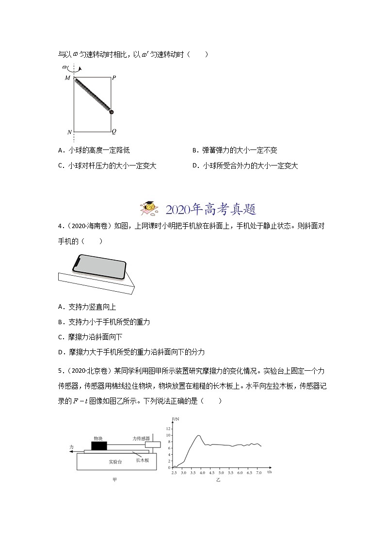 三年高考（2019-2021）物理试题分项汇编专题02相互作用学生版第2页