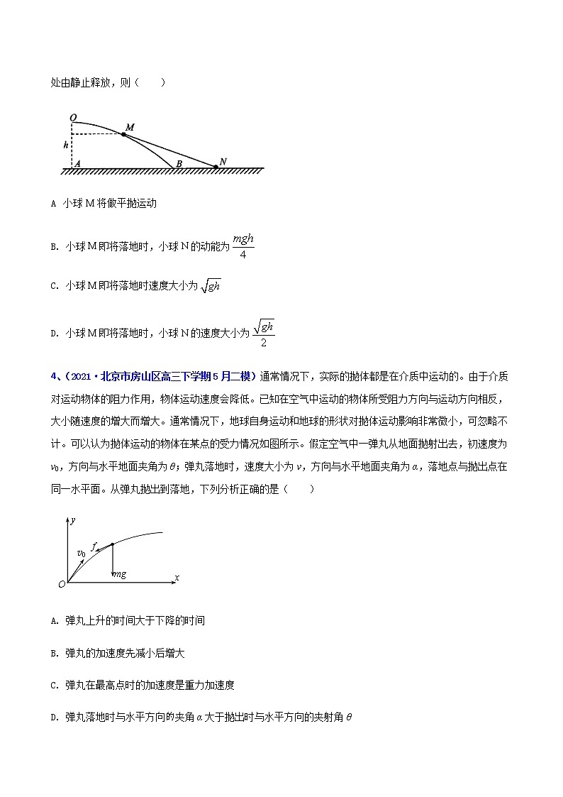 专题04 曲线运动-2021年高考高三下学期5月模拟物理试题汇编（原卷版）第2页