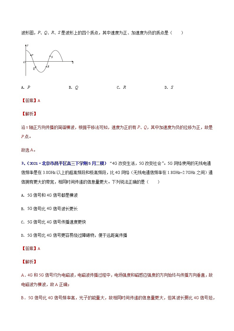 专题33 机械振动机械波（二）-2021年高考高三下学期5月模拟物理试题汇编（解析版）第2页