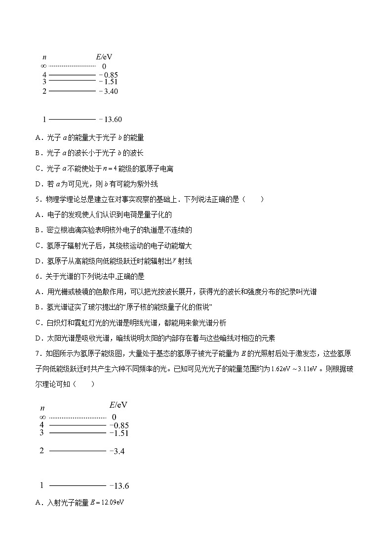 5.3量子论视野下的原子模型基础巩固2021—2022学年高中物理沪教版（2019）选择性必修第三册练习题第2页