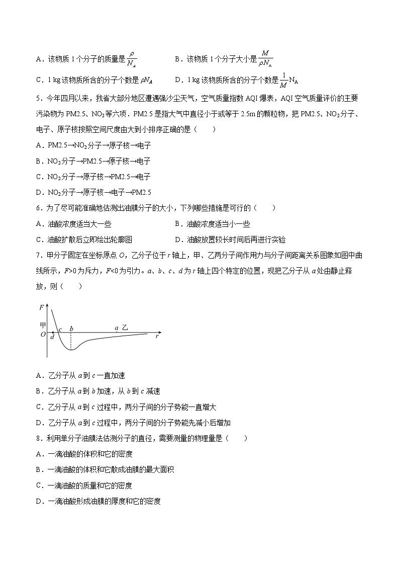 1.1走进分子世界基础巩固2021—2022学年高中物理沪教版（2019）选择性必修第三册练习题第2页